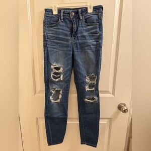 American Eagle Outfitters Ripped Blue Skinny Jeans